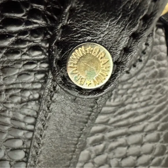 Vintage Brahmin Black Crocodile-Embossed Bag Purse EUC - Picture 10 of 13